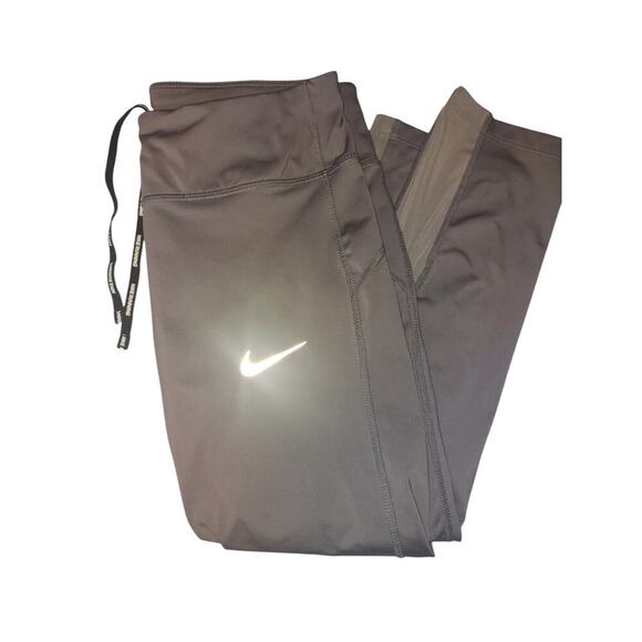Nike Women’s Power Epic Run Cropped Pants Running Tights Yoga Gym Gray Sz M - Picture 2 of 6